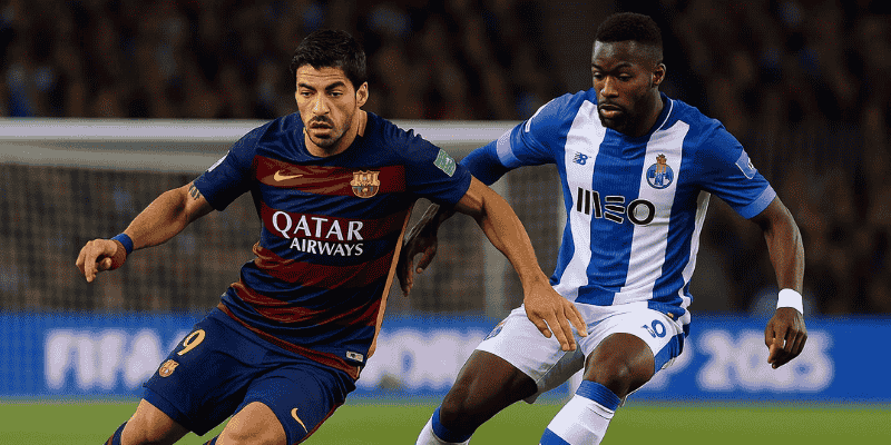 Suarez đối đầu với cầu thủ Porto trong trận đấu tại FIFA Club World Cup 2025